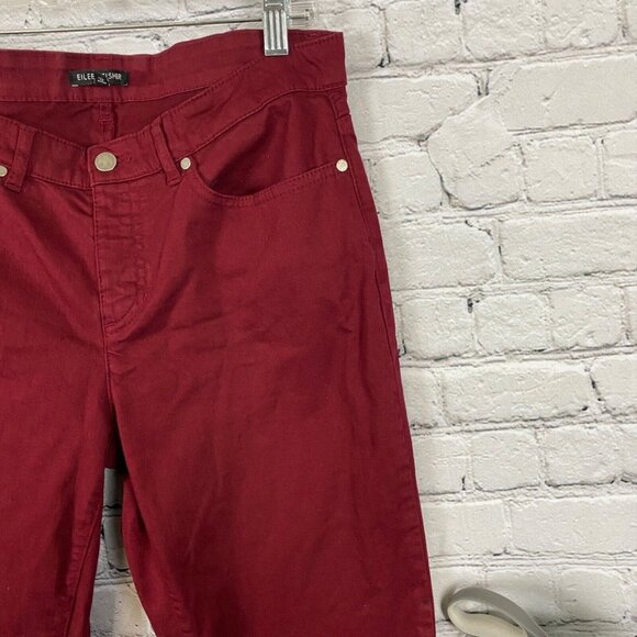 Eileen Fisher Organic Cotton Denim Straight Ankle Jeans Slim Fit Red - Picture 11 of 12
